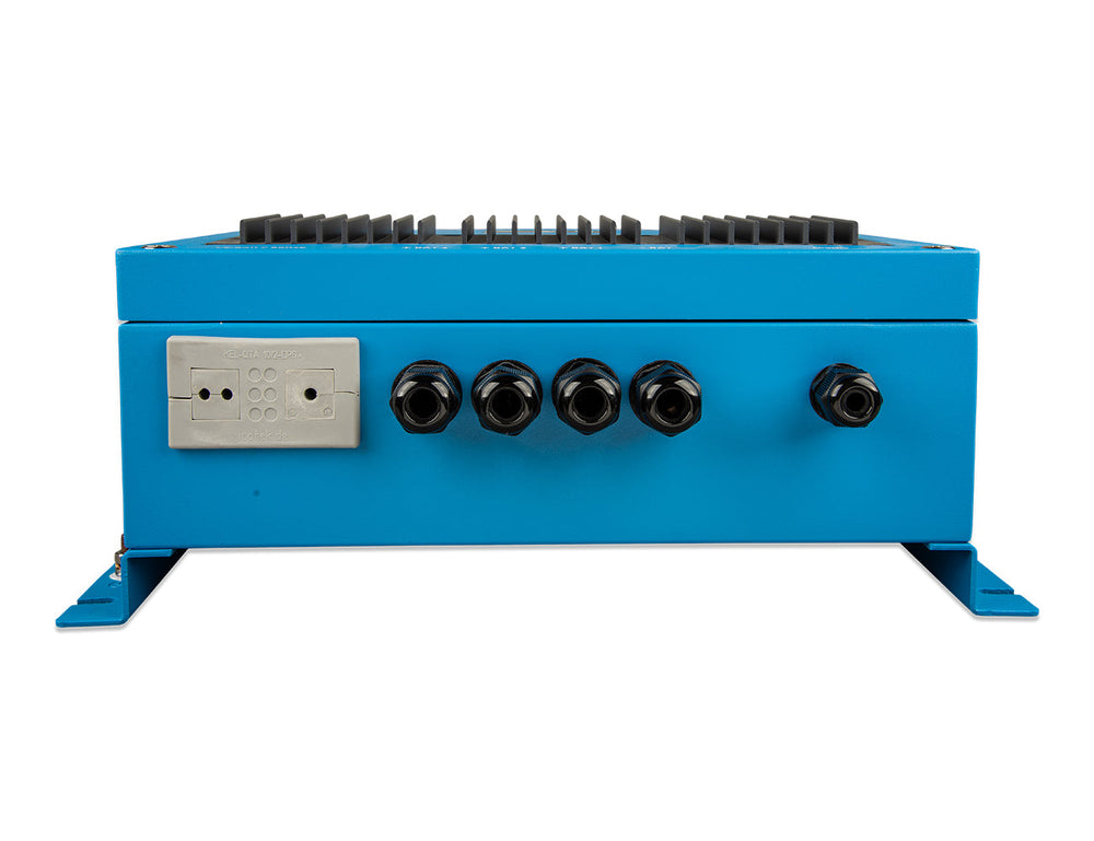 Front view of the Victron Skylla-IP65 12V 70A battery charger with three outputs for charging multiple battery banks