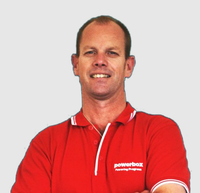 Alistair Jeffcoat, Powerbox Australia team member, wearing a red Powerbox branded polo shirt.