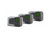 Three portable power packs, lined up.