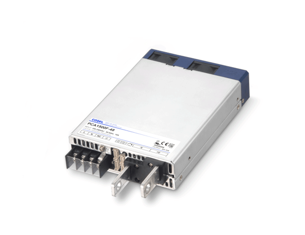Cosel PCA1500F series enclosed AC/DC power supply, 1500W medical-grade unit with screw terminal block.