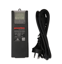 Powerbox PBBSEC-1205-4 12 V 5 A switching power supply front view with coiled Australian mains lead.
