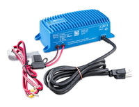 Victron Blue Smart IP67 charger series, 120Vac version, right side view showing AC cord routing