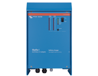 Front view of a Victron Skylla-i 24V 100A (1+1) battery charger with dual output LED indicator panel.